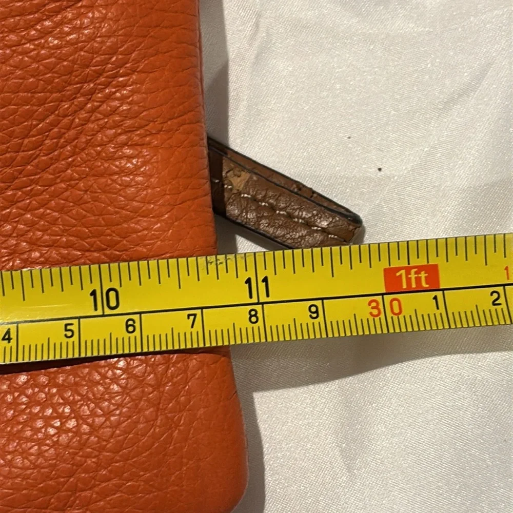 Tignanello Pebble Leather Envelope Flap Crossbody/Clutch-Pumpkin Orange …